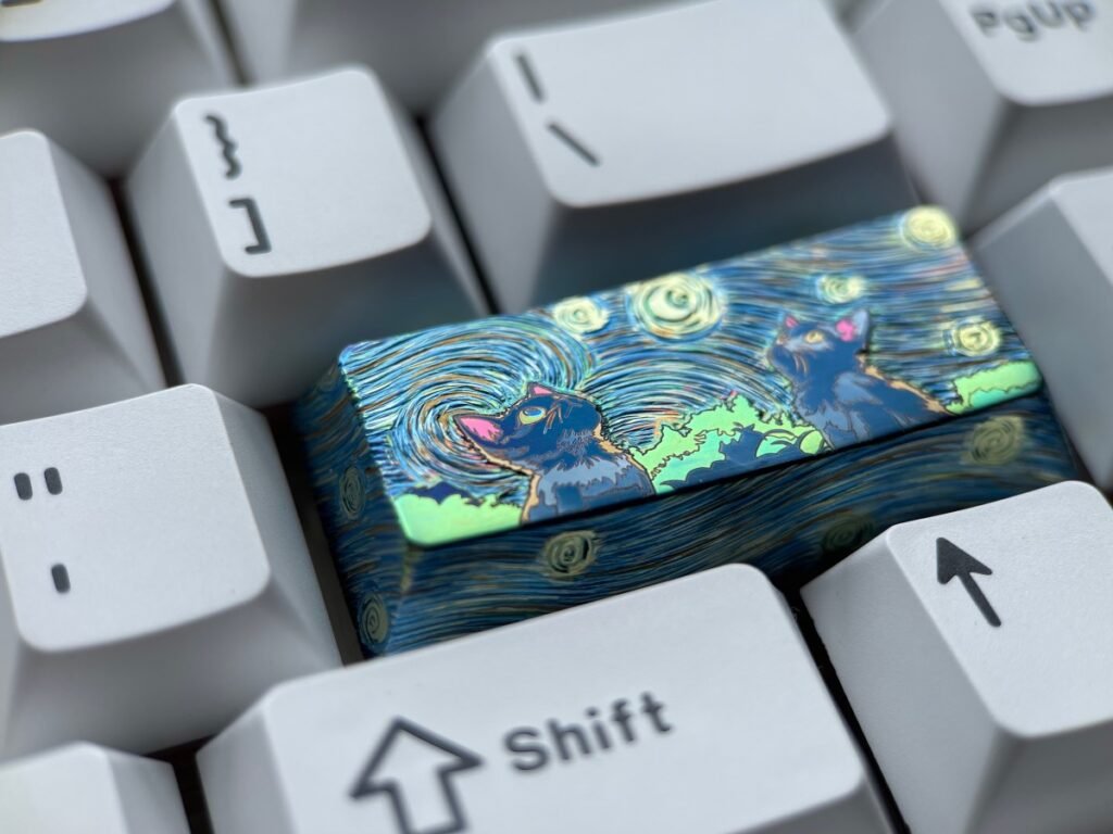 Starry Night Computer Keyboard Starry Night Cat Hand Engraved ANSI Enter Key – TTKCAP