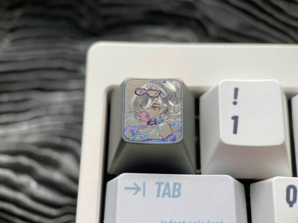 Silver Wolf hand-carved colored titanium keycaps