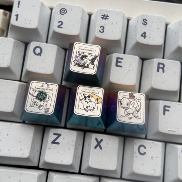 Gengar, Bulbasaur, Pikachu, Charmander titanium keycaps 1U - 60