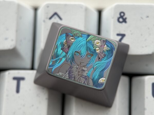 Hatsune Miku Hand-carved Titanium Keycaps 1.25U Ctrl or Win Key - 61
