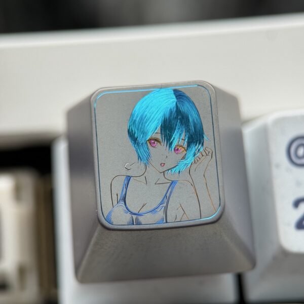 Ayanami Rei Hand-carved Titanium Keycap 1U - 64
