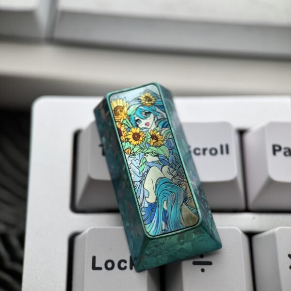 Hatsune Mirai Sunflower Titanium Keycap Vertical 2U - 65