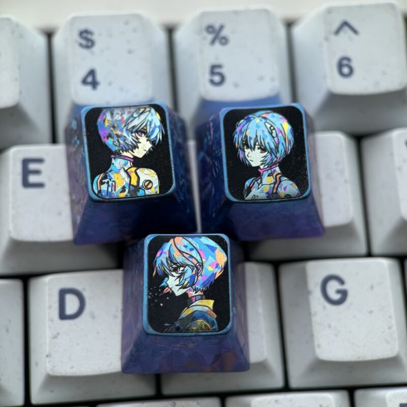 Rei Ayanami Colored Titanium Keycaps 1U - 69