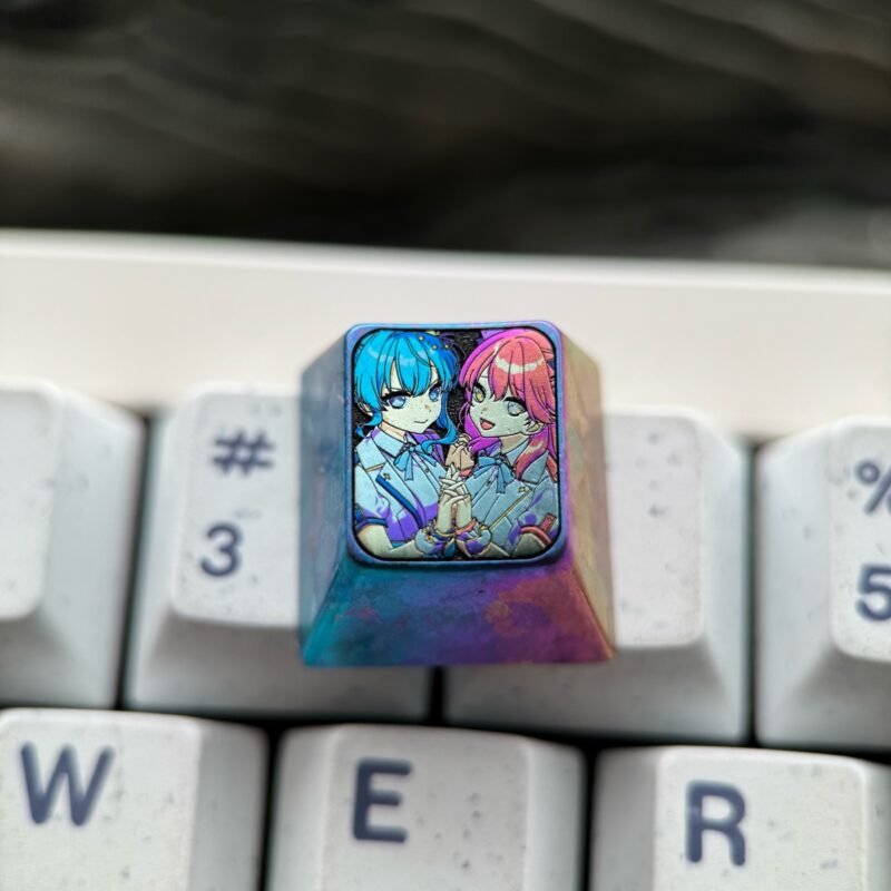 Hoshimachi Suisei and Sakura Miko colored titanium keycaps 1U - 69