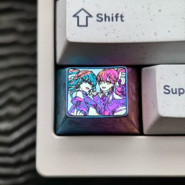Hoshimachi Suisei and Sakura Miko colored titanium keycaps 1.25U – 69