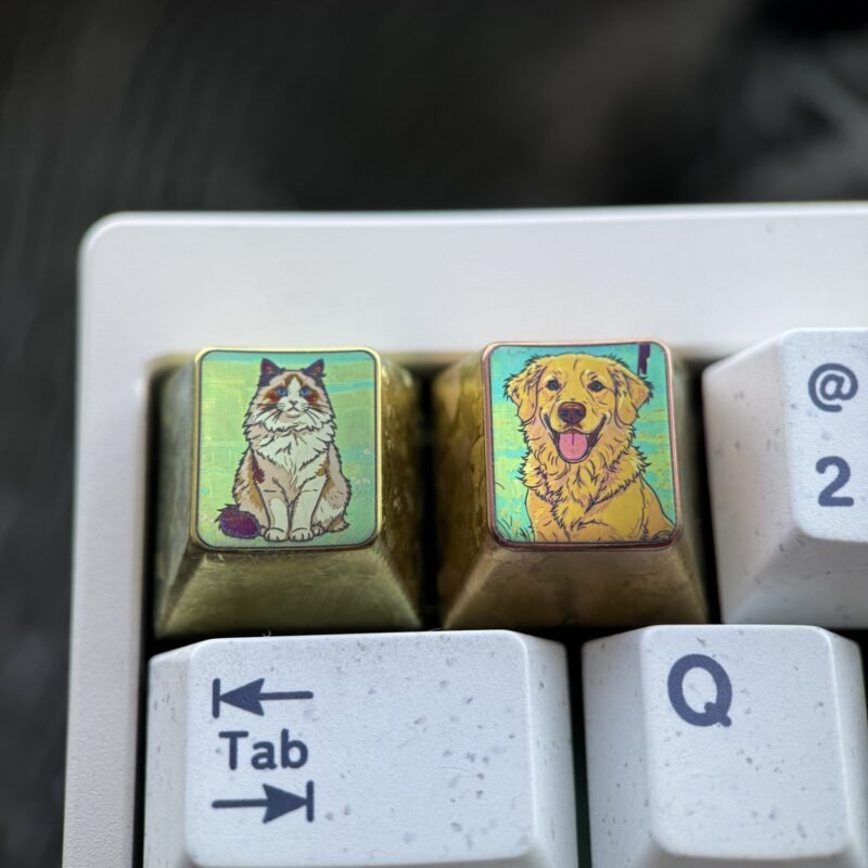 Cat and Dog Titanium Keycaps 1U - 70