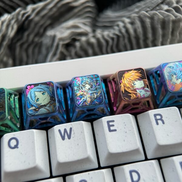 Anime-themed, four-sided hollowed-out, titanium keycaps series - 70