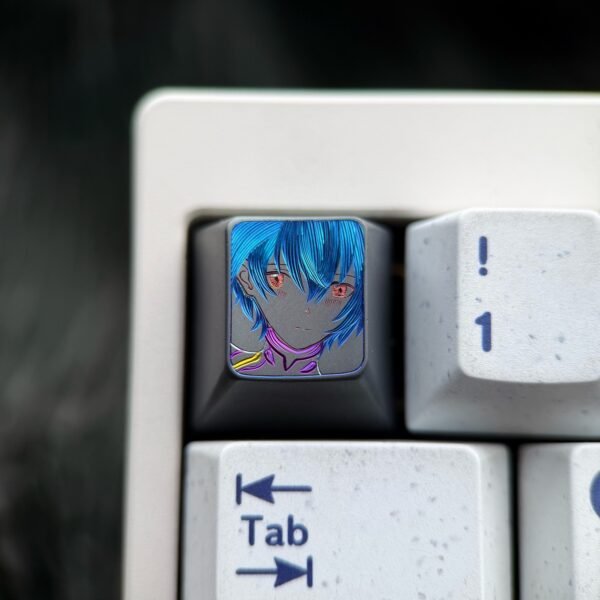 Rei Ayanami Titanium Hand-Engraved Line Keycaps – 73