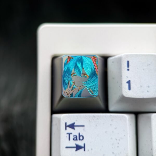 Hatsune Miku Titanium Hand-Engraved Line Keycaps – 73